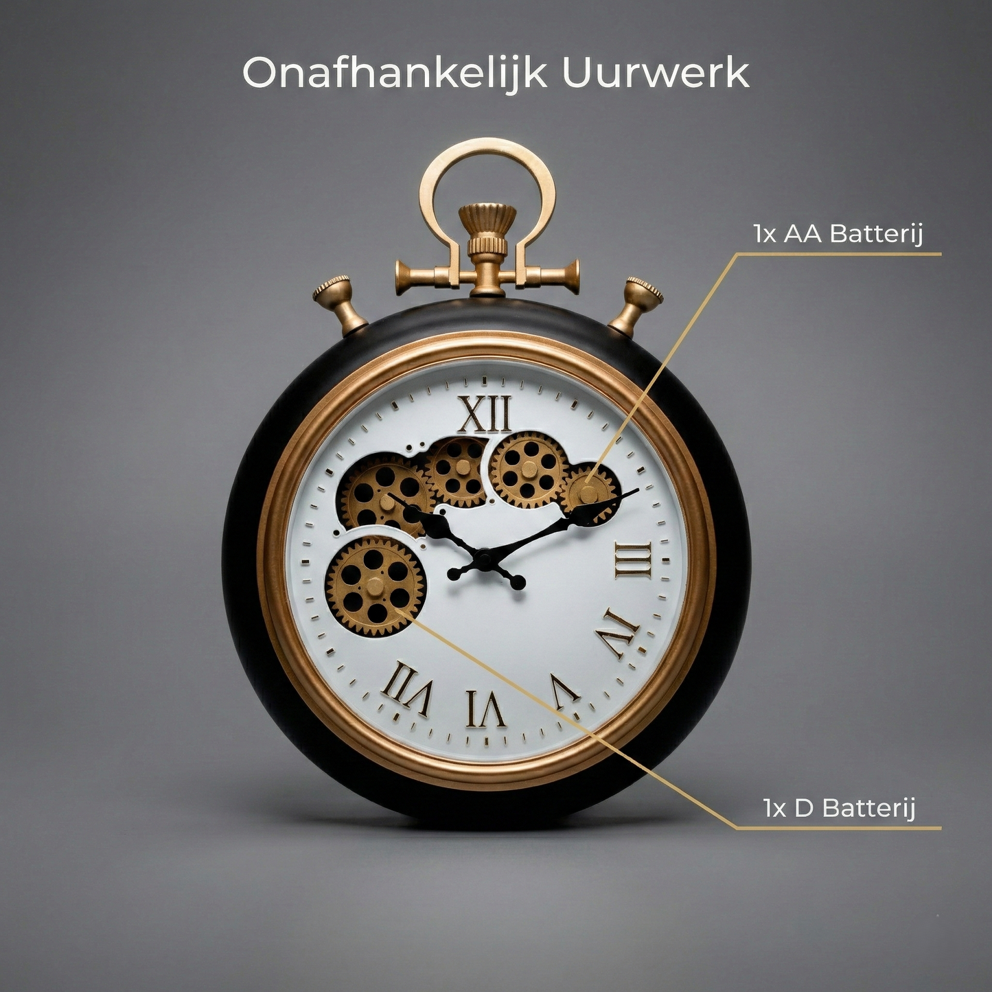Horloge murale industrielle IvoQ avec engrenages mobiles Ø 30 cm