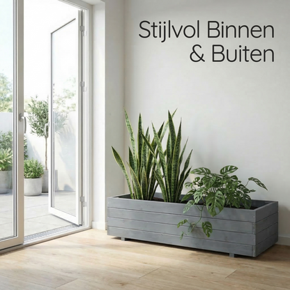 Jardinière en bois IvoQ grise - Bois certifié FSC - 120 x 40 x 32 cm