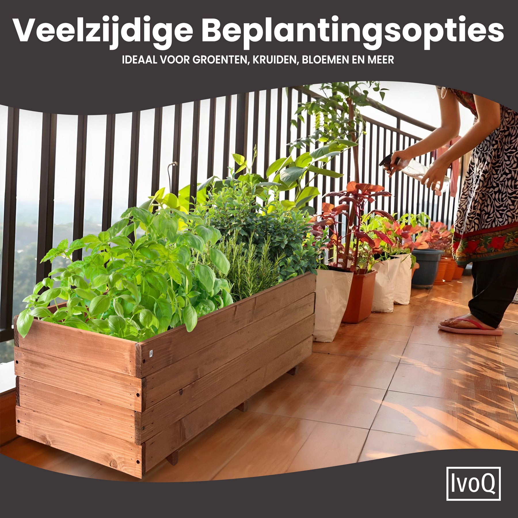 IvoQ Plantenbak Hout 120x40x32 cm-IvoQ