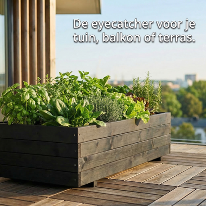 Jardinière d'extérieur de luxe IvoQ en bois noir certifié FSC - Jardinière résistante aux intempéries - 120 x 40 x 32 cm