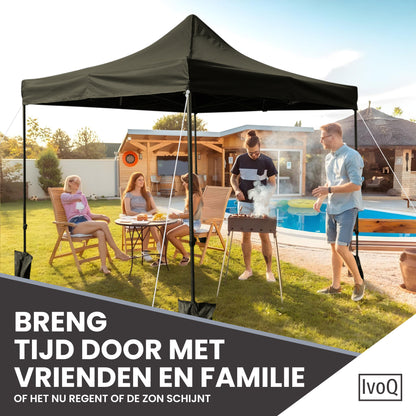 IvoQ Partytent 3x3 m Zwart Waterdicht-IvoQ