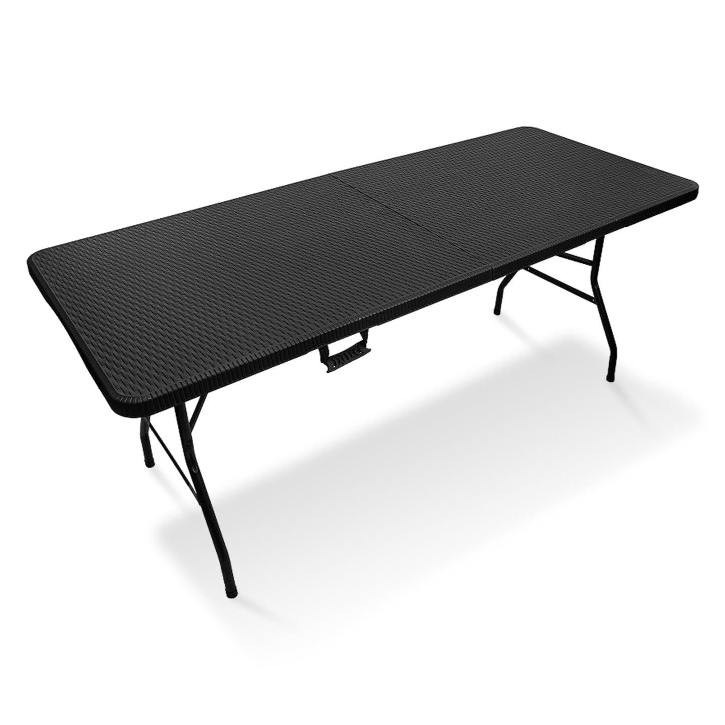 IvoQ Inklapbare Tafel 180 cm Rattan Zwart-IvoQ