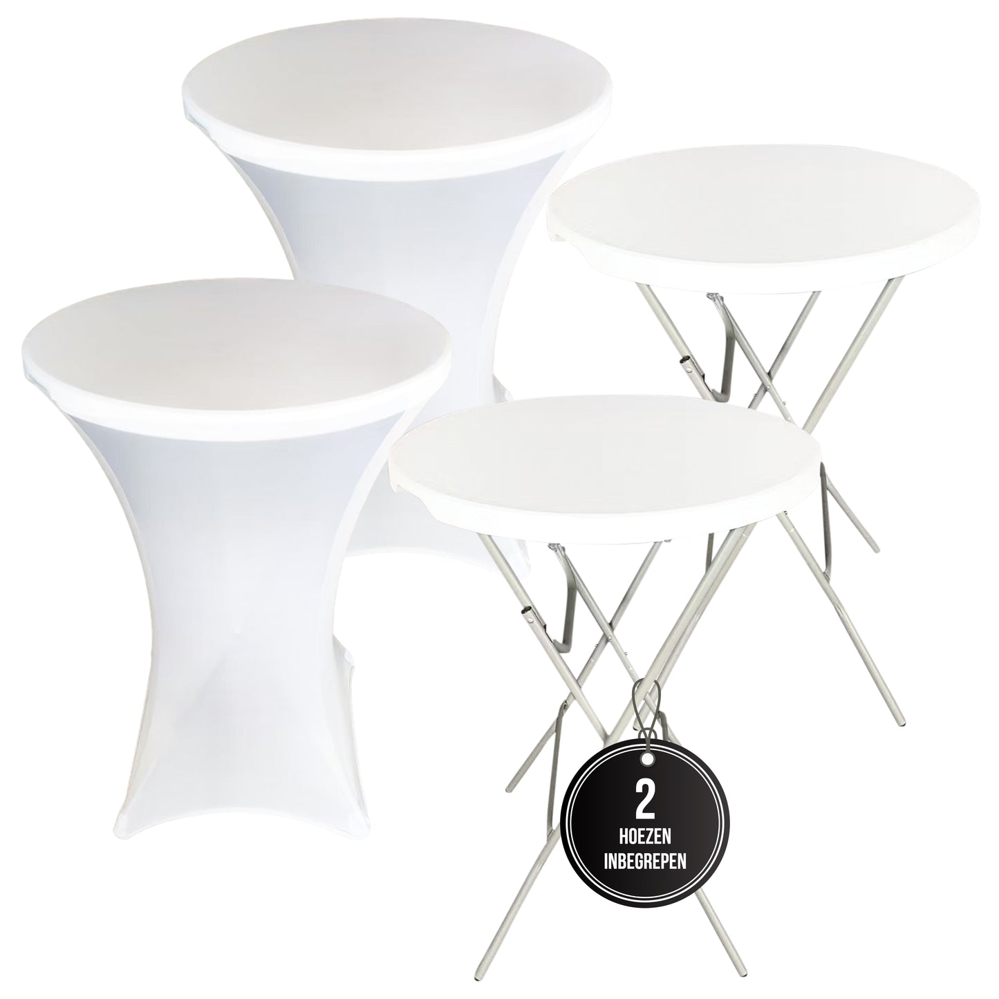 IvoQ Statafels Set Wit met Hoezen Ø80x110 cm-IvoQ