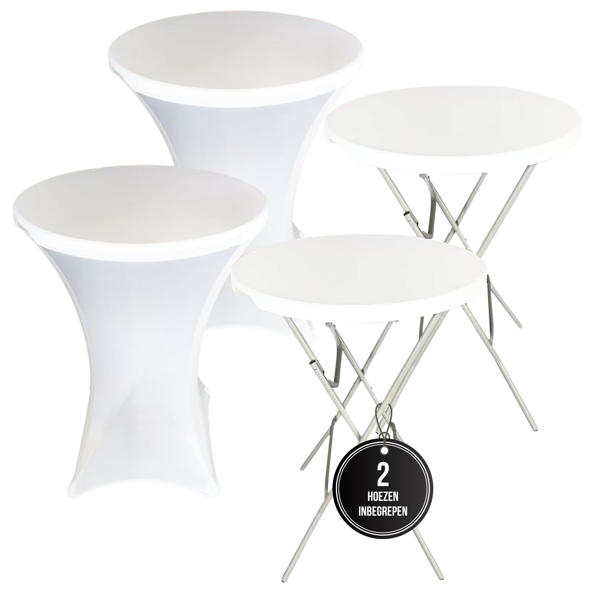 IvoQ Statafels Set Wit met Hoezen Ø80x110 cm-IvoQ