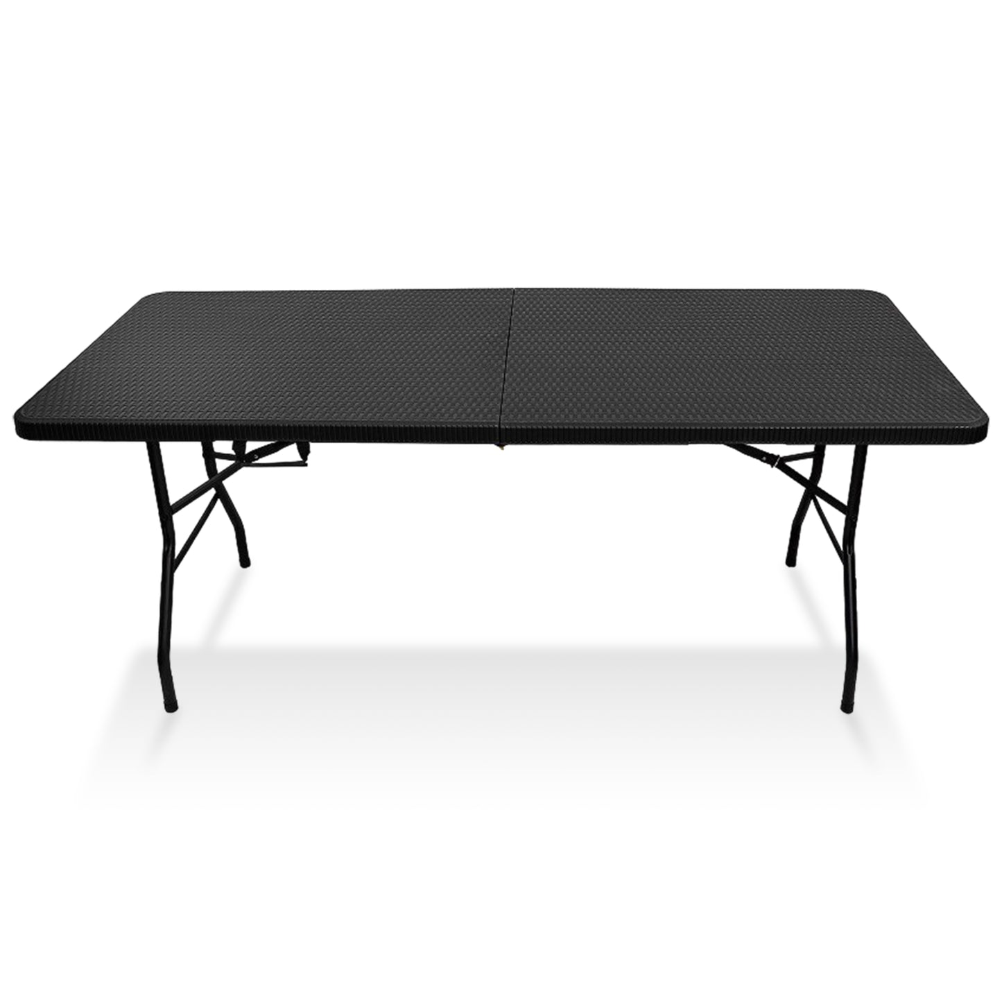 IvoQ Inklapbare Tafel 180 cm Rattan Zwart-IvoQ