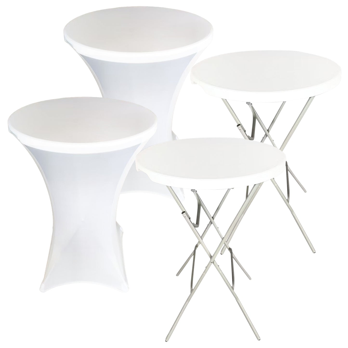 IvoQ Statafels Set Wit met Hoezen Ø80x110 cm-IvoQ