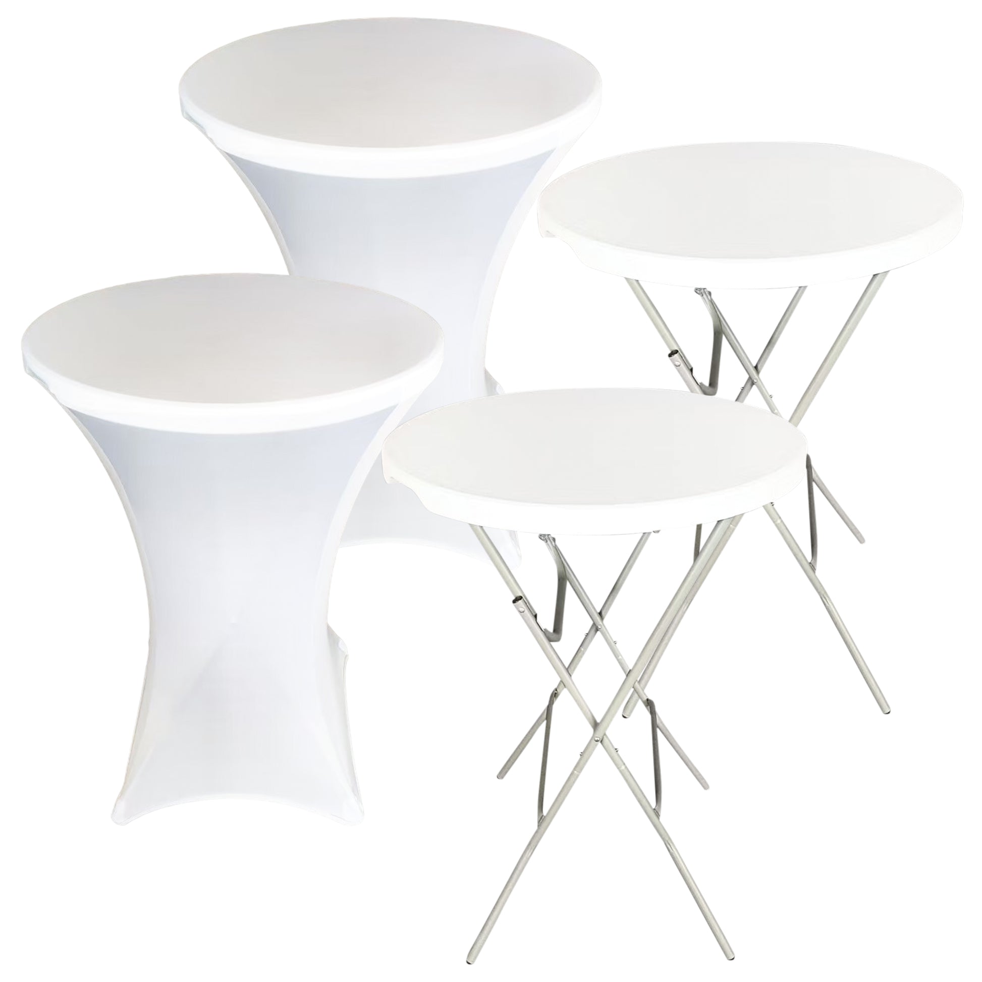 IvoQ Statafels Set Wit met Hoezen Ø80x110 cm-IvoQ