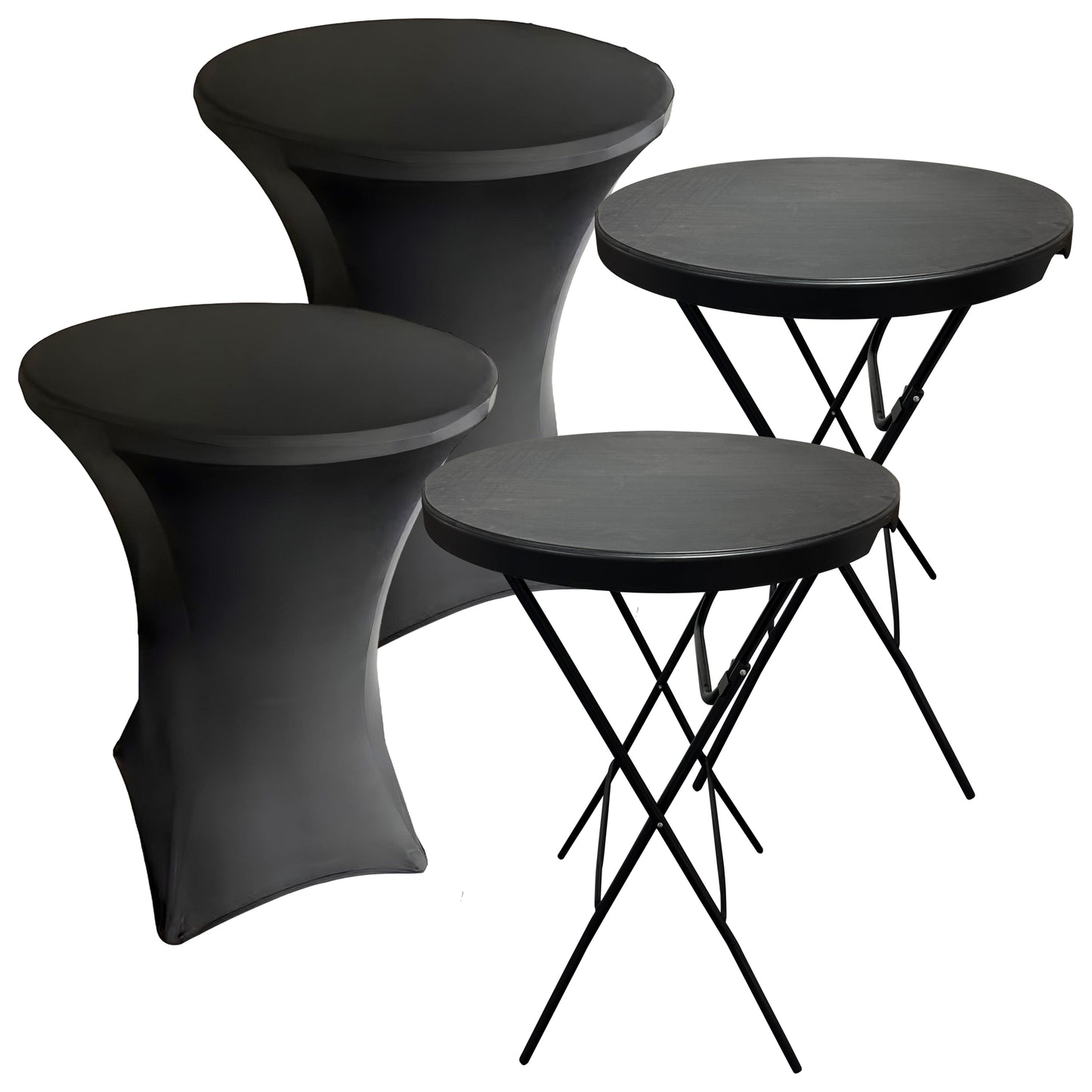 IvoQ Statafels Set Zwart met Hoezen Ø80x110 cm-IvoQ