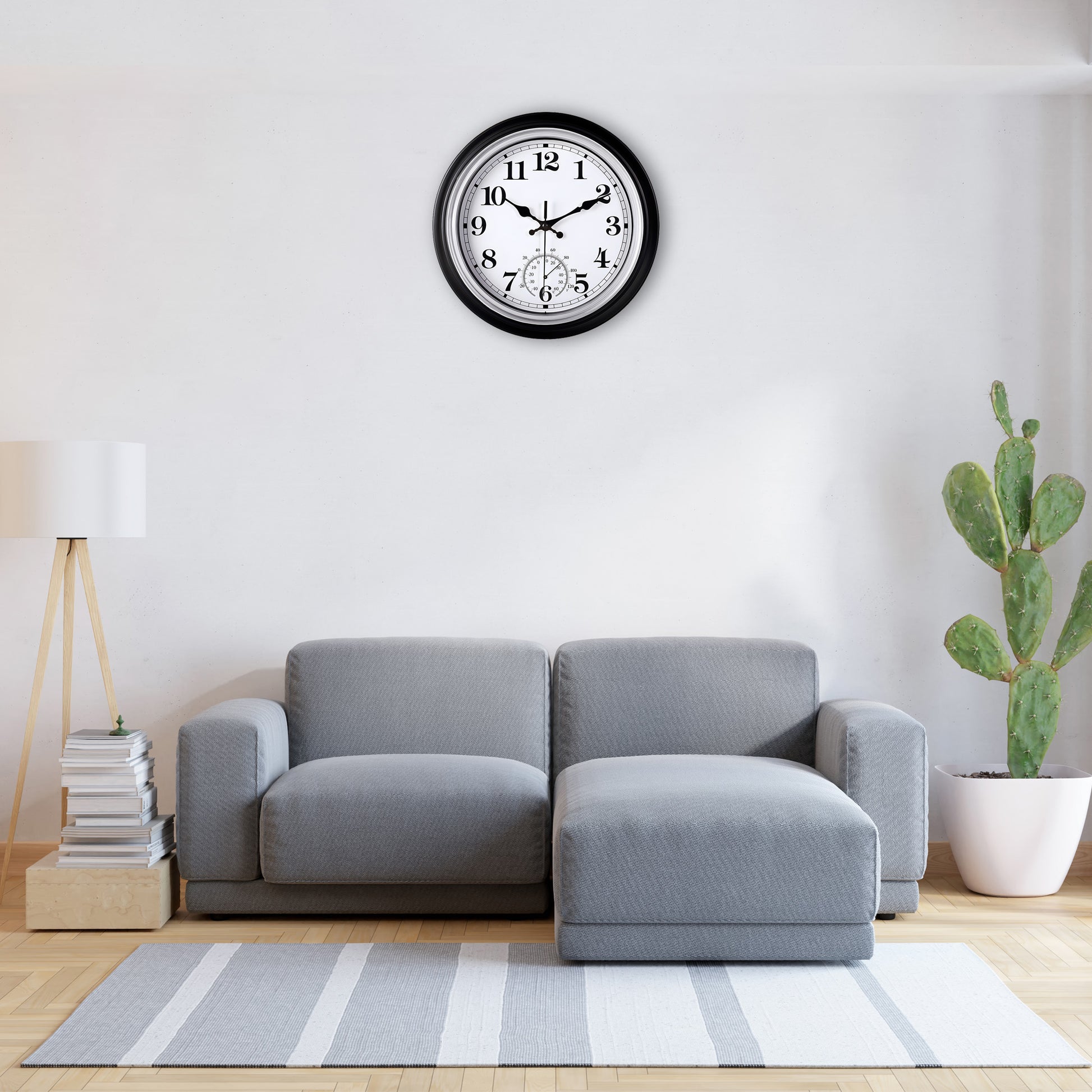 IvoQ Vintage Wandklok met Thermometer voor Binnen/Buiten Ø 30 cm-IvoQ