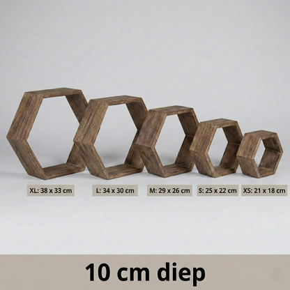 Ensemble de 5 étagères murales hexagonales IvoQ