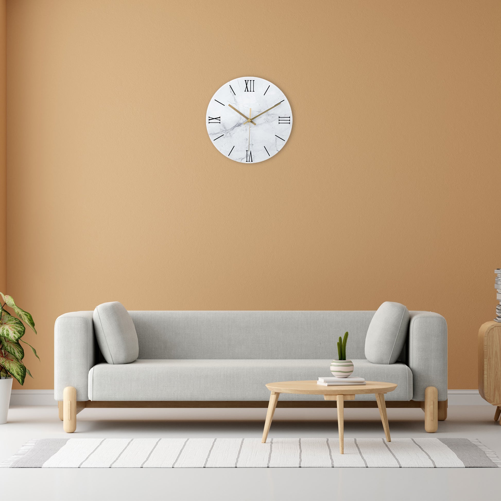 IvoQ Marmerlook Glazen Wandklok Ø 30 cm-IvoQ