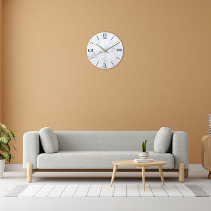 IvoQ Marmerlook Glazen Wandklok Ø 30 cm-IvoQ