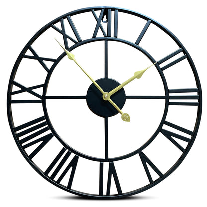 IvoQ Wandklok Zwart Romeins Gouden Wijzers 40 cm-IvoQ