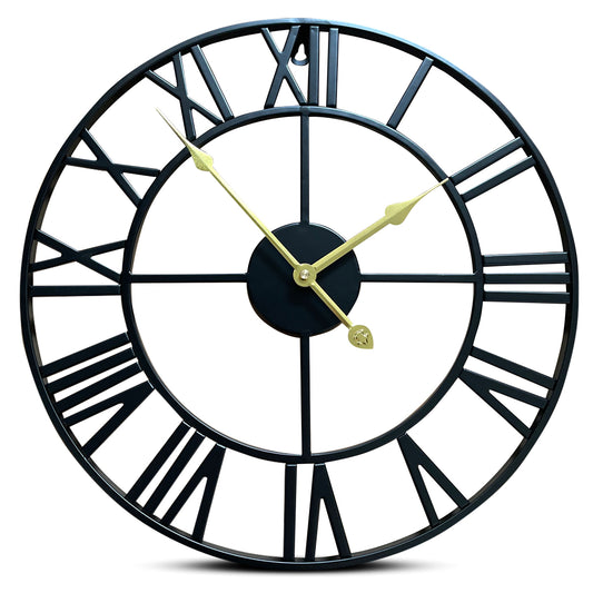 IvoQ Wandklok Zwart Romeins Gouden Wijzers 40 cm-IvoQ
