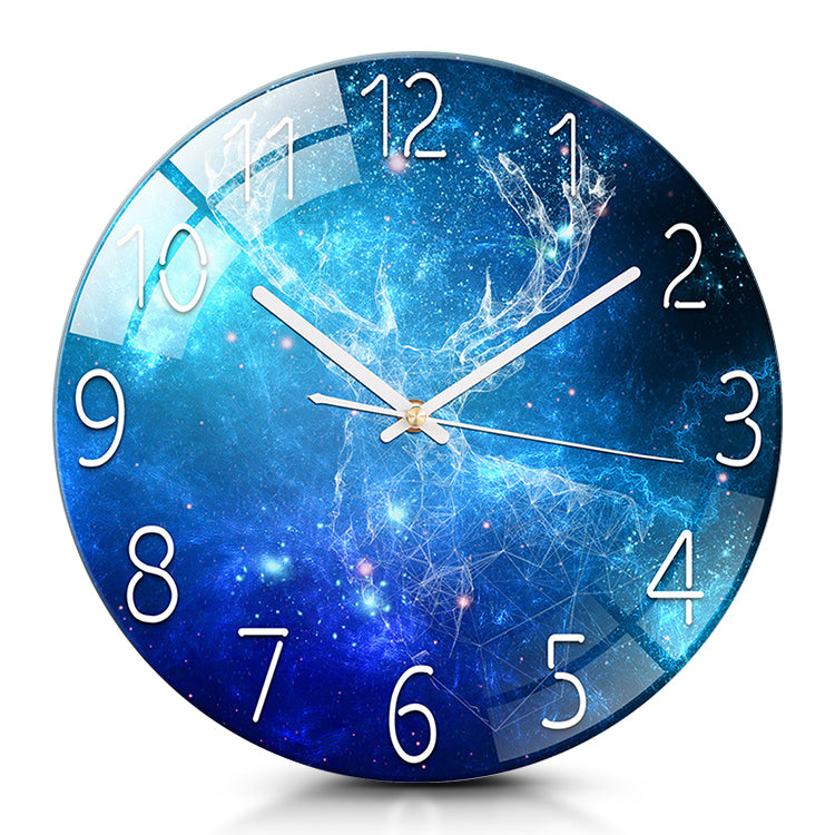 IvoQ Stille Wandklok Blauwe Sterrenhemel 3D Ø 30 cm-IvoQ