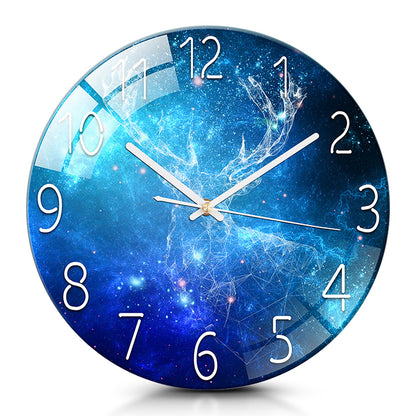 IvoQ Stille Wandklok Blauwe Sterrenhemel 3D Ø 30 cm-IvoQ