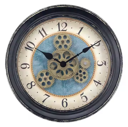 IvoQ Steampunk Wandklok met Bewegende Tandwielen 32 cm-IvoQ