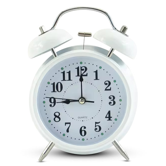 IvoQ Witte Klassieke Wekker met Dubbele Bel-IvoQ